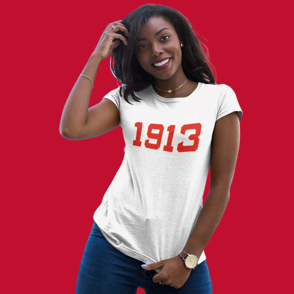 1913 Delta Sigma Theta Distressed Letter Tee/Sweatshirt - Image 4