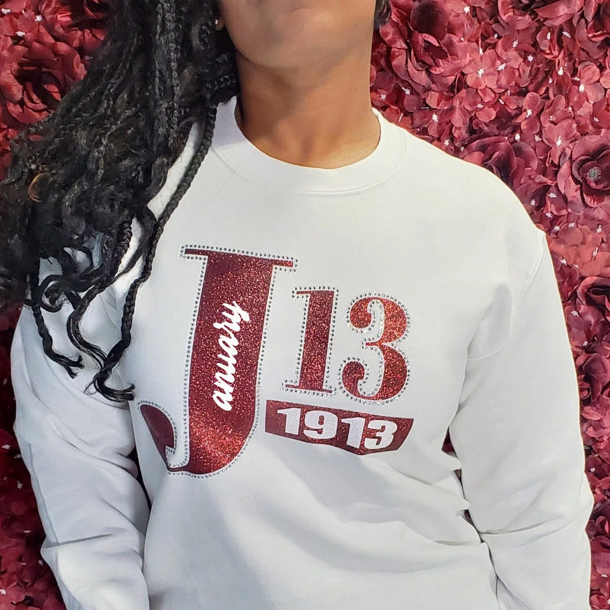 Delta Sigma Theta "January 13" 1913 Bling and Rhinestone Sweatshirt / Tshirt - Image 6