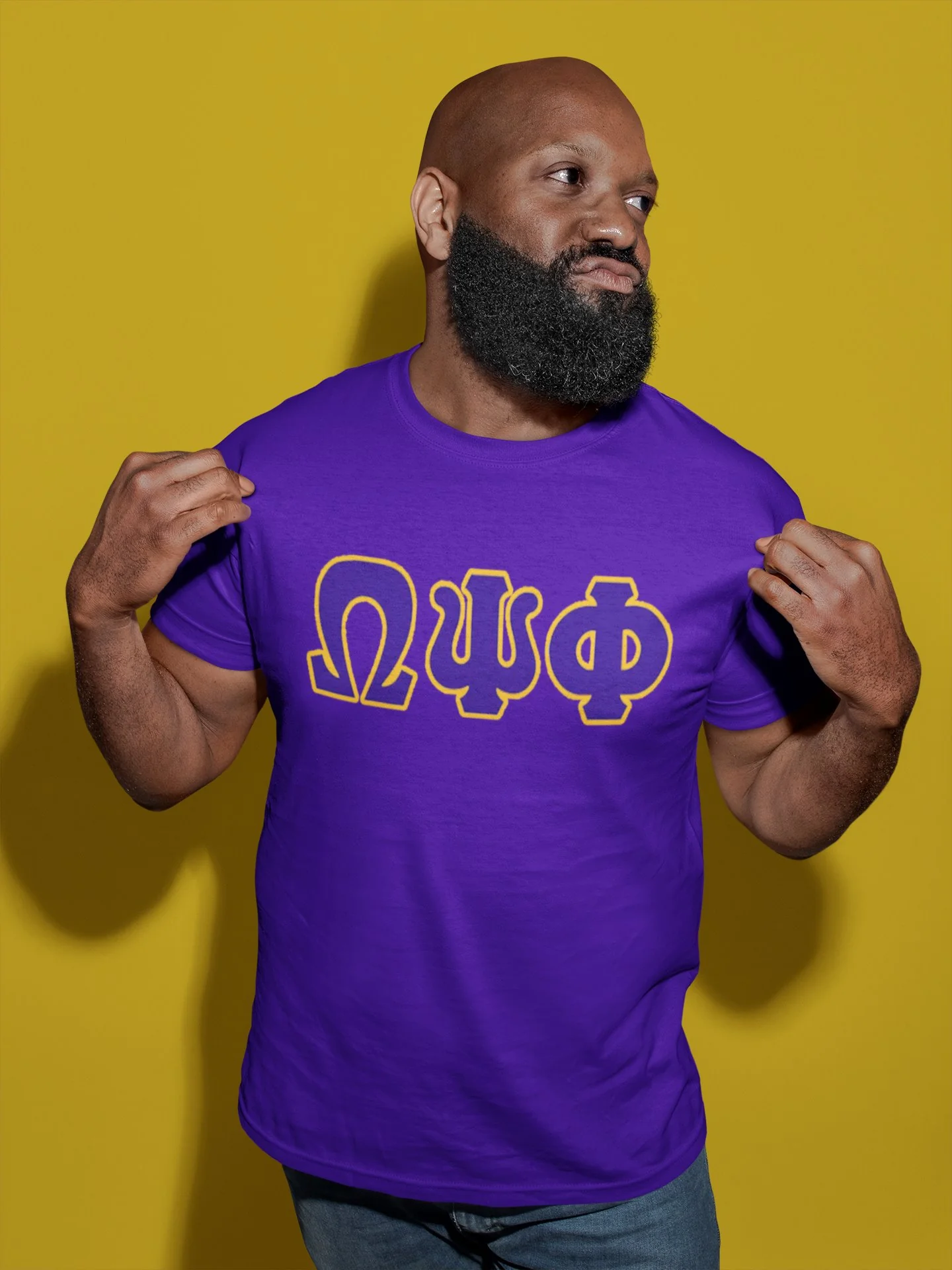 Omega Psi Phi Distressed Letter Tee/Sweatshirt - Image 3